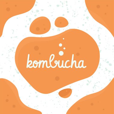 Kombucha fermente probiyotik ev yapımı çay vektör illüstrasyon. mantar, kombucha çayı ile cam kavanoz. Süper yemek, sağlıklı kokteyl. Beyaz arka plan düz stil simgesinde yalıtılmış.