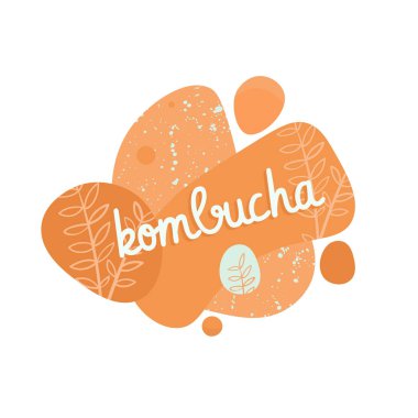 Kombucha fermente probiyotik ev yapımı çay vektör illüstrasyon. mantar, kombucha çayı ile cam kavanoz. Süper yemek, sağlıklı kokteyl. Beyaz arka plan düz stil simgesinde yalıtılmış.