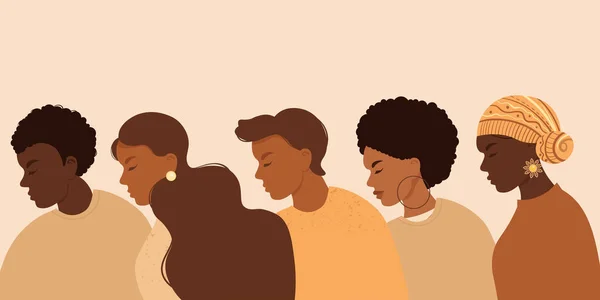 Irkçılığı Bırak Siyahların Hayatı Önemlidir Biz Eşitiz Irkçılık Yok Düz — Stok Vektör
