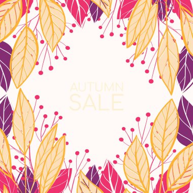 Güzel renkli sonbahar yaprakları. Vektör düz resimleme