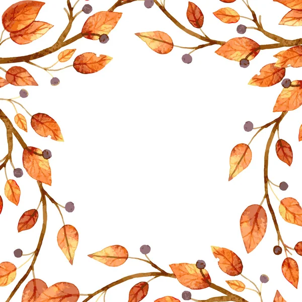 Aquarelle Cadre Feuille Automne Illustration Vectorielle Feuilles — Image vectorielle