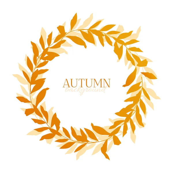 Осенняя Рамка Красочными Листьями Природный Венок Векторная Плоская Иллюстрация — стоковый вектор