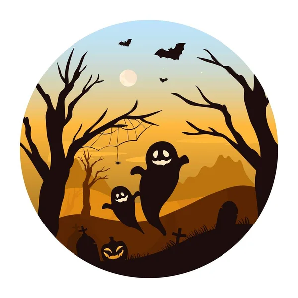 Creepy Feliz Fiesta Halloween Invitación Fondo Vector Plano — Vector de stock