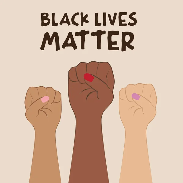 Negro Vidas Materia Mujer Manos Gesto Detener Racismo Vector Ilustración — Vector de stock