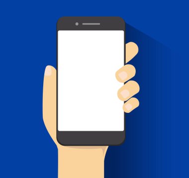 İnsan eli akıllı telefon, düz vektör çizimi