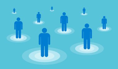 Sosyal uzaklık kavramı, vektör illüstrasyonu