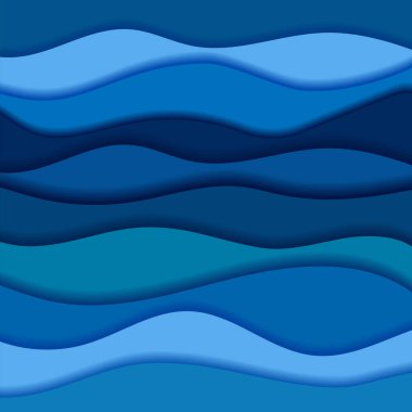 Mavi kağıt sanat eserleri arka planda. Deniz suyu konsepti. Vektör illüstrasyonu