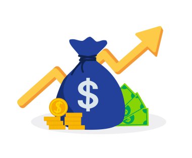 Yatırım finansal konsepti. Para kazanıyor. Vektör illüstrasyonu