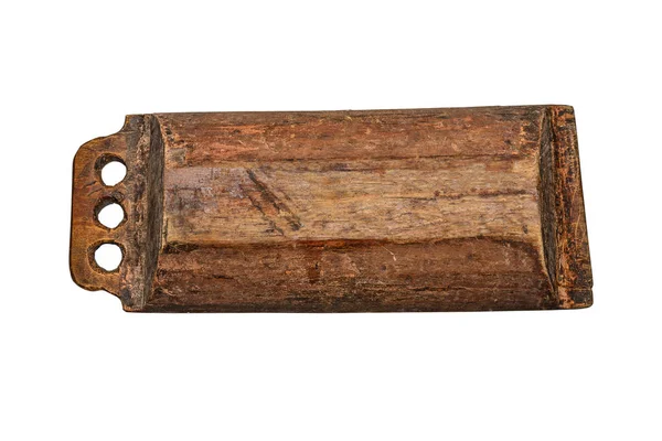 Calha Madeira Vintage Usado Rachado Com Manchas Fungo Madeira Decadência — Fotografia de Stock