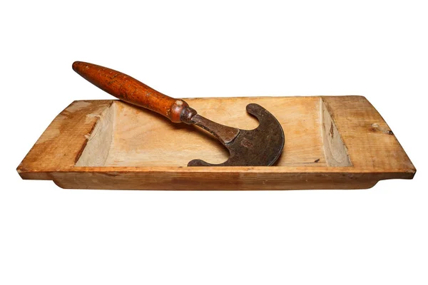 Calha Madeira Vintage Usado Rachado Com Manchas Fungo Madeira Decadência — Fotografia de Stock