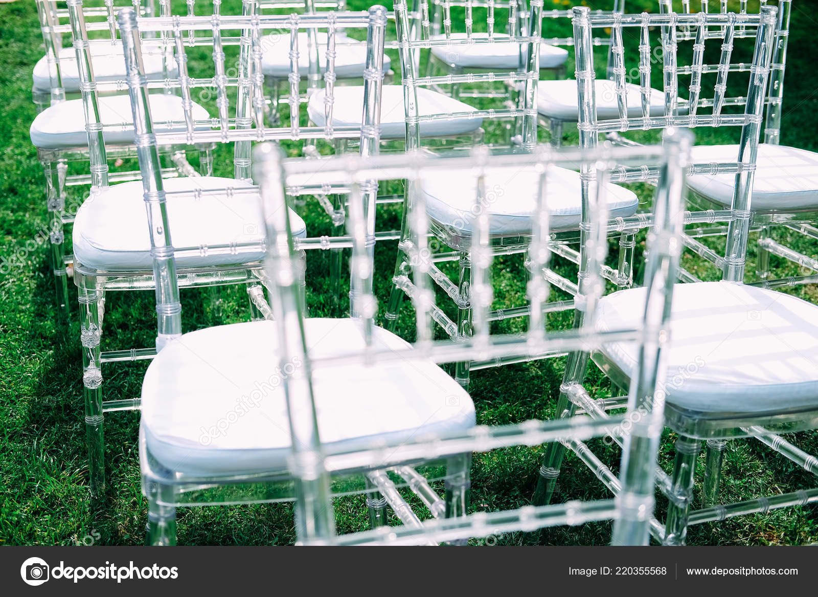 Outdoor Wedding Ceremony Reception Area Transparent Chairs Guests