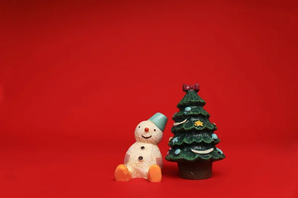 Natura Morta Pupazzo Neve Decorazione Albero Natale — Foto Stock