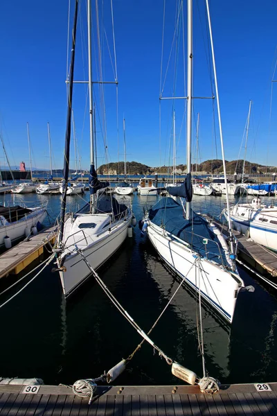 Scenery Yacht Harbor Lugna Havet Sommaren — Stockfoto