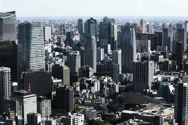 Landschap Tokyo Waar Verschillende Gebouwen Line — Stockfoto