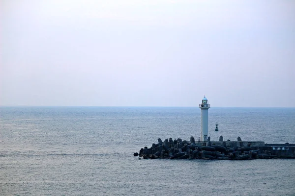 Lighthouse Kikötő Naplemente — Stock Fotó