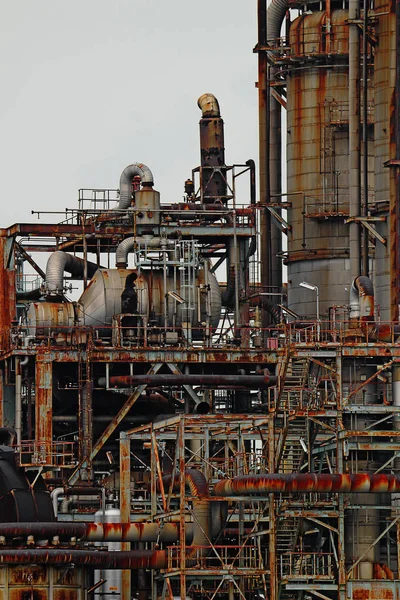 Struktura Zakładu Rafinerii Ropy Naftowej Strefie Przemysłowej — Zdjęcie stockowe
