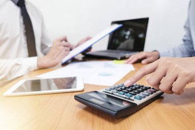 Businessman is calculating