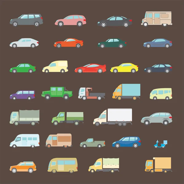 Différents Types Transport Pour Transport Marchandises Livraison Marchandises Types Camions — Image vectorielle