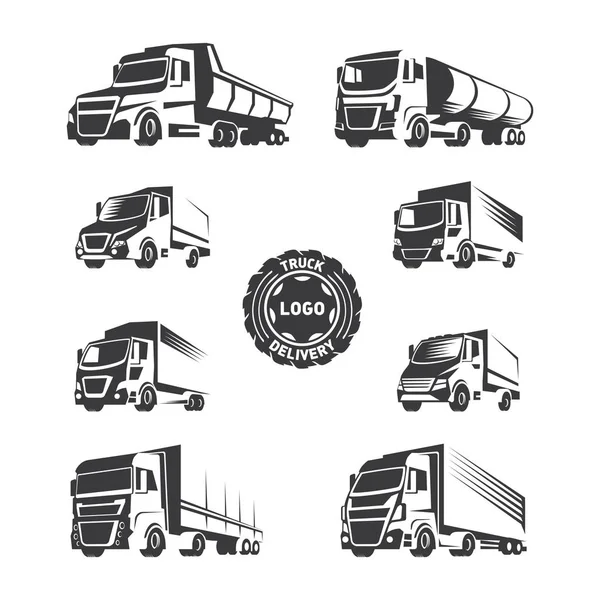 Logotipos Vectoriales Camiones Estilo Simple Bordes Claros Logotipos Transporte Para Vector de stock