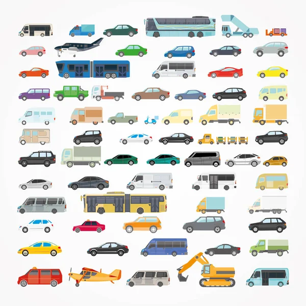 Vektorillustration Eines Stadtverkehrs Busse Lieferverkehr Personenkraftwagen Detaillierte Illustration Flachem Stil Vektorgrafiken