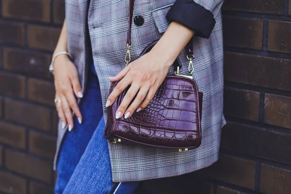 Borsa Donna Bordeaux Giacca Jeans — Foto Stock