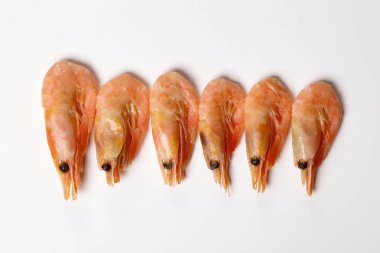 Beyaz arkaplanda karides izole edildi