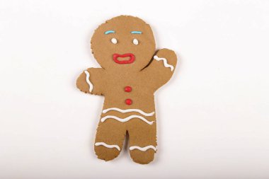 Noel kurabiyeleri, gösterişli bir adam şeklinde beyaz arka plan izole. Noel arka plan