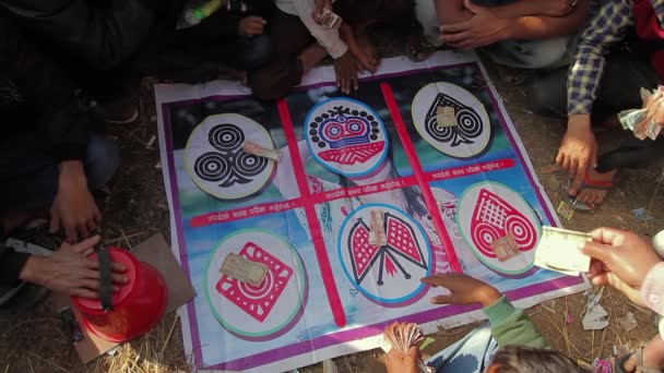 Bardia Nepal January 2014 Traditional Gambling Fairground Maggy Festival Bardia — Stock Video