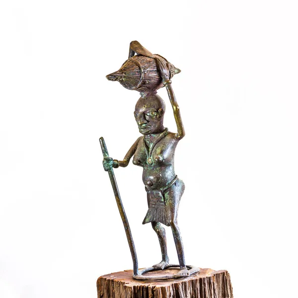 Africké Etnické Bronzová Socha Pobřeží Slonoviny Carving — Stock fotografie