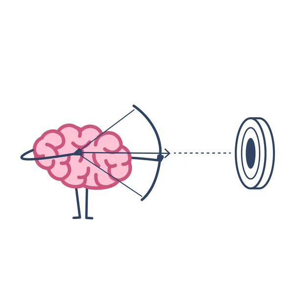 Arqueiro Cerebral Apontando Alvo Isolado Fundo Branco Ilustração Conceito Vetorial —  Vetores de Stock