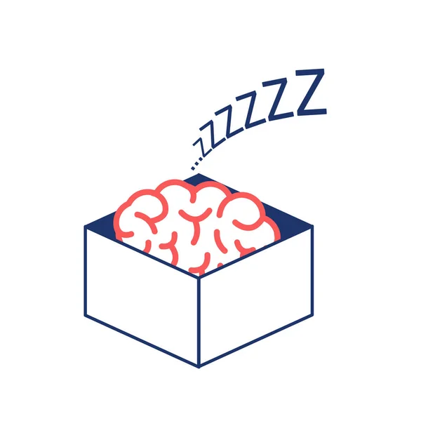 Cerebro Durmiendo Caja Aislado Sobre Fondo Blanco Vector Concepto Ilustración — Vector de stock