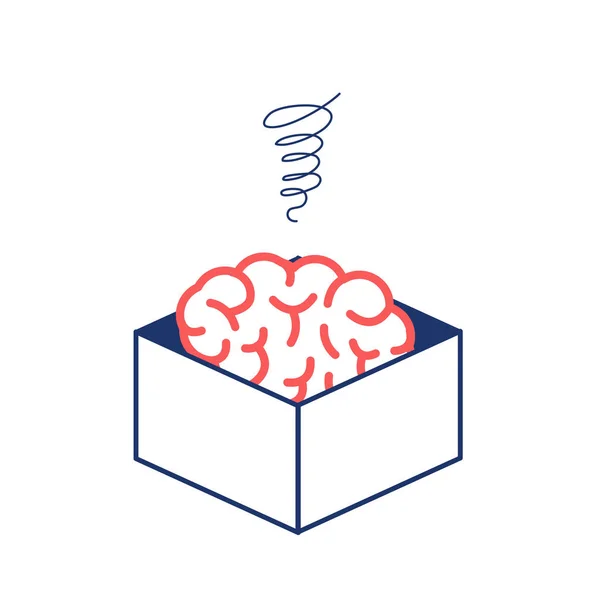 Атрофированный Мозг Коробке Изолированы Белом Фоне Векторная Концепция Иллюстрации Разума — стоковый вектор