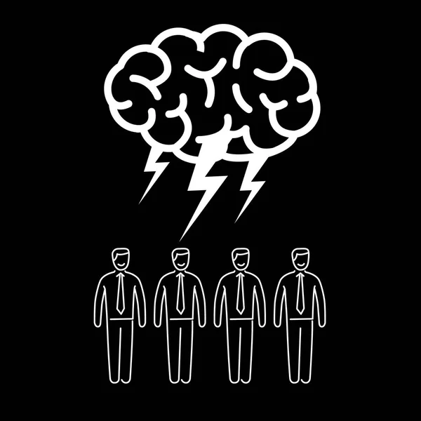 Cerveau Avec Des Éclairs Sur Équipe Sur Fond Noir Illustration — Image vectorielle