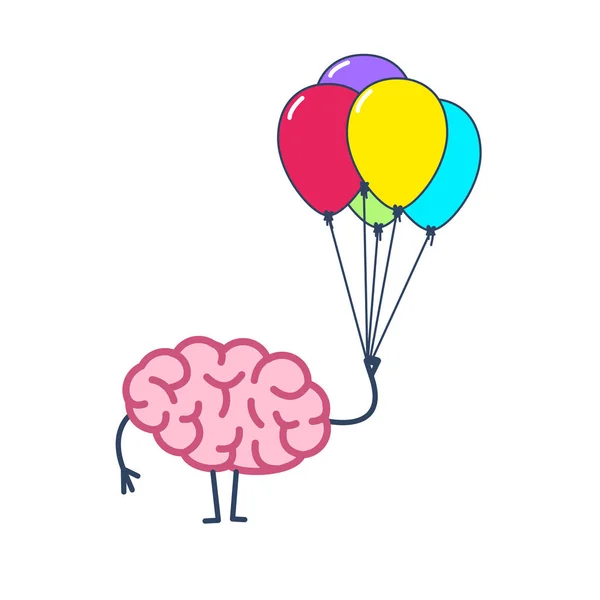 Cerveau Avec Des Ballons Gonflables Isolés Sur Fond Blanc Concept — Image vectorielle