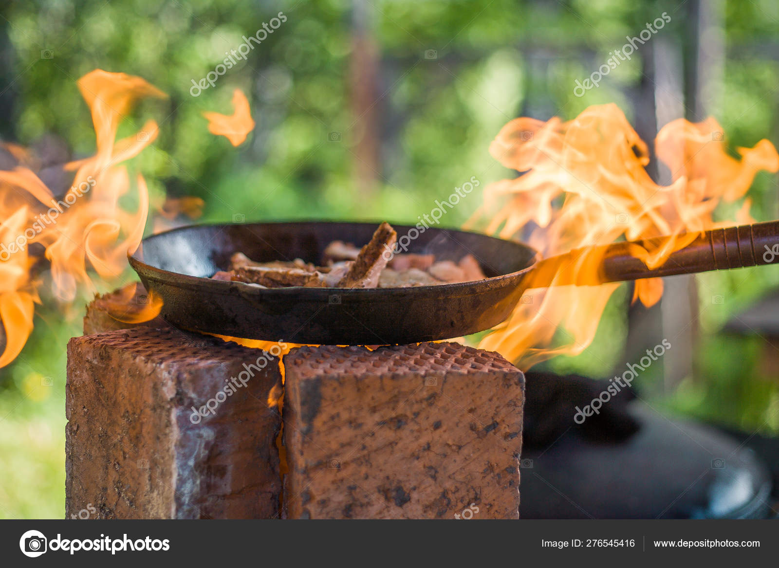 Flame Fire Firewood Pan Smoke Burn Bonfire Heat Cook Pot Stock