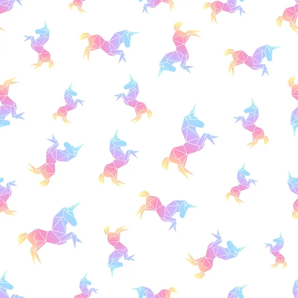 Patrón poligonal de origami unicornio — Vector de stock