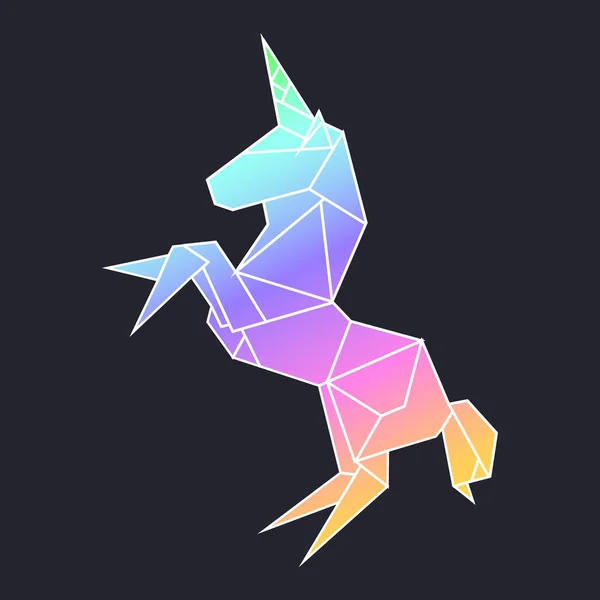 Unicorn Dalam Gaya Origami Poligonal Rendah Origami - Stok Vektor