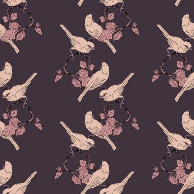 Serçe kuşu asma dalı