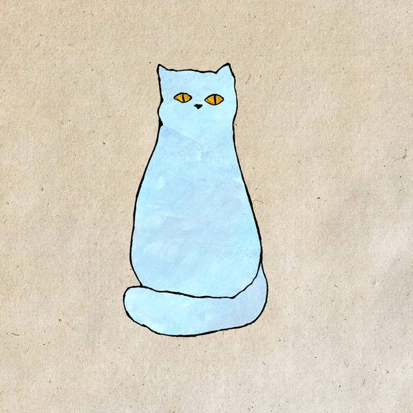 Blaue Katze auf Bastelpapier — Stockfoto