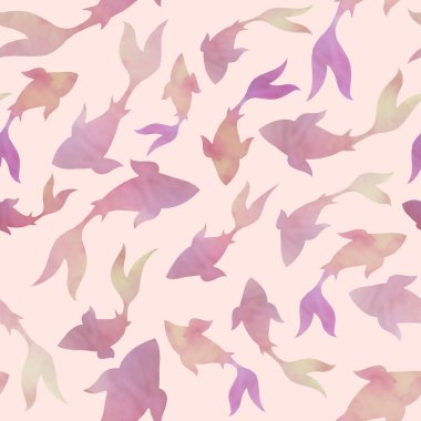 Elle çizilmiş oryantal illüstrasyon kırmızı koi ile el çekilmiş seamless modeli carps