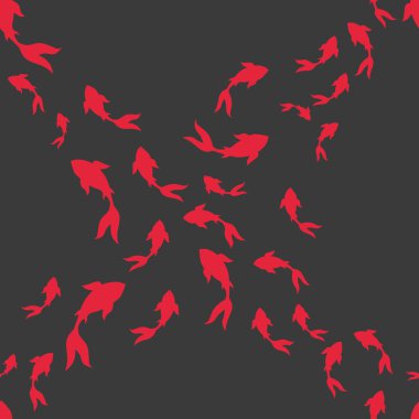 El ile kırmızı koi carps oryantal Dikişsiz desen vektör içinde çekilmiş..
