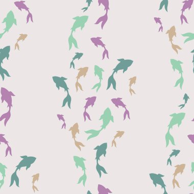 El ile kırmızı koi carps oryantal Dikişsiz desen vektör içinde çekilmiş..