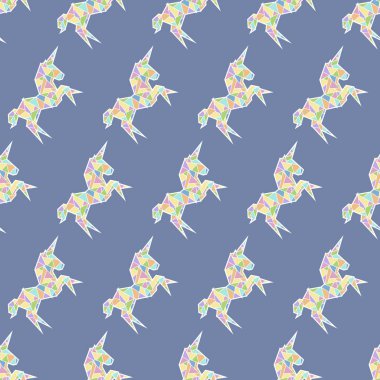 Tek boynuzlu at origami poligonal desen