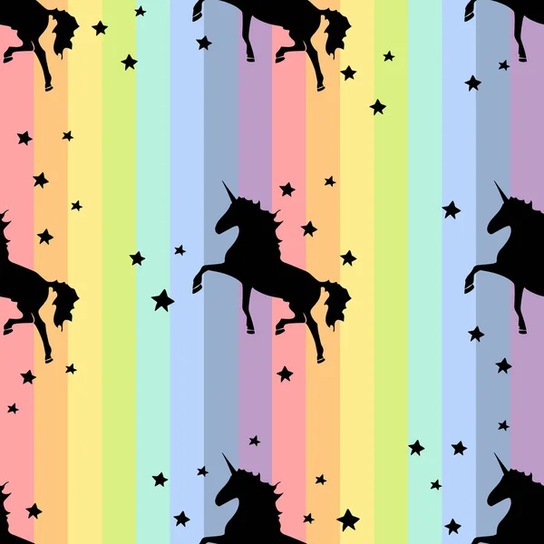 Unicornio. Patrón de arco iris — Vector de stock