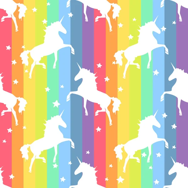 Unicornio. Patrón de arco iris — Vector de stock