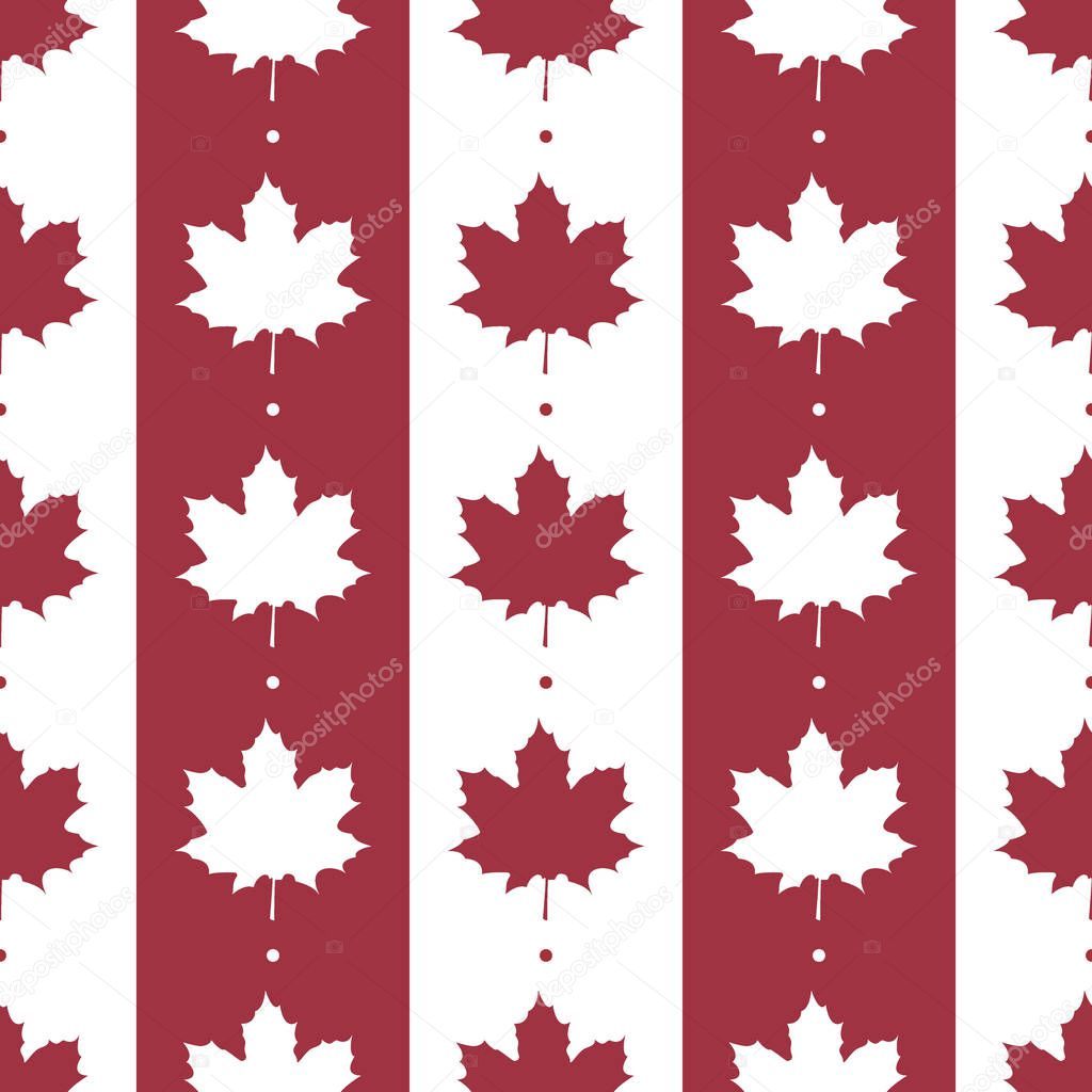Maple abstract leaf canadian seamless pattern with dots