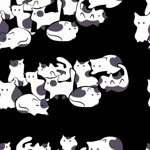 猫かわいい手スケッチ スタイルで描かれたシームレス パターン — ストックベクタ