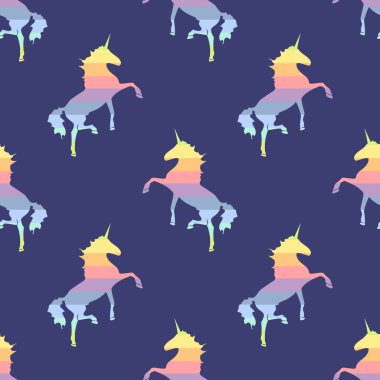 Renkli tek boynuzlu at. Büyülü hayvan gökkuşağı seamless modeli