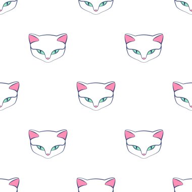 Kedi kitty sevimli vektör hayvan seamless modeli