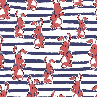 sevimli çizgi bunny sırt çantası seamless modeli ile